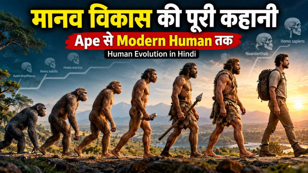 मानव विकास की पूरी कहानी: Ape से Modern Human तक | Human Evolution in Hindi