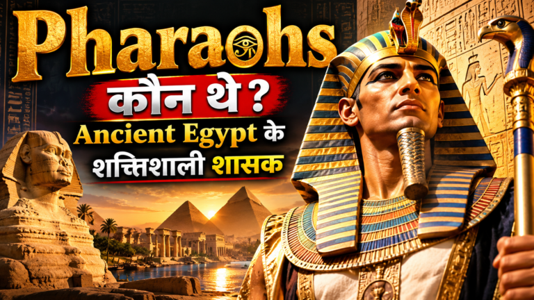 Ancient Egypt के Pharaoh और पीछे Giza के पिरामिड
